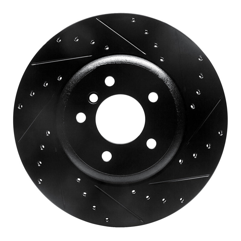 R1 Concepts 04-10 BMW 650I Convertible Rear Right Drilled & Slotted Black Brake Rotor
