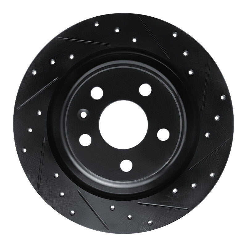 R1 Concepts 18-25 Volvo XC60 Rear Right Drilled & Slotted Black Brake Rotor