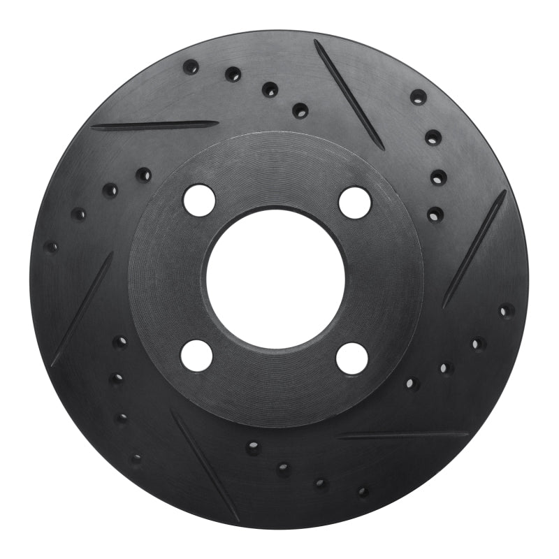 R1 Concepts 78-92 Audi 80 Front Right Drilled & Slotted Black Brake Rotor