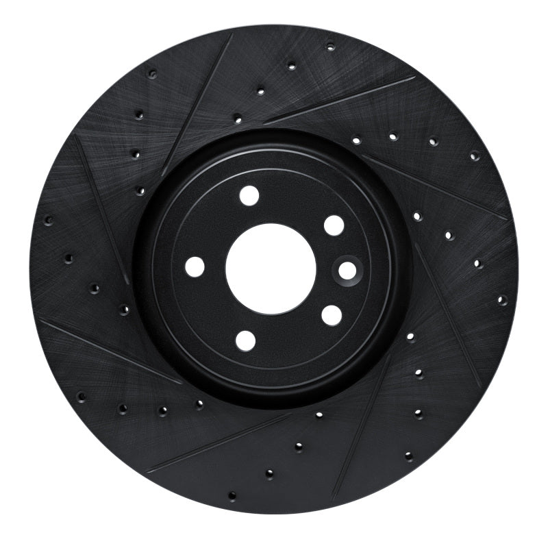 R1 Concepts 16-24 Jaguar XF Front Left Drilled & Slotted Black Brake Rotor