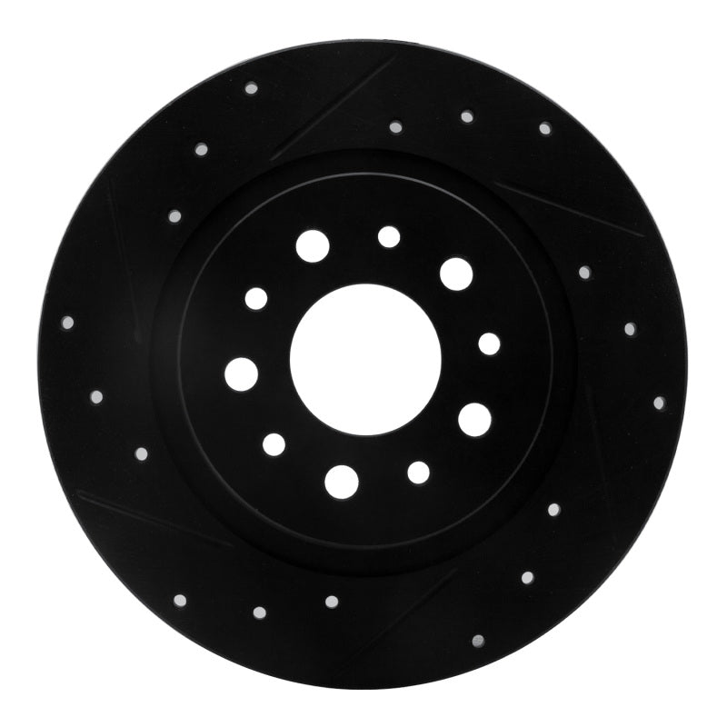 R1 Concepts 14-19 Fiat 500L Rear Left Drilled & Slotted Black Brake Rotor