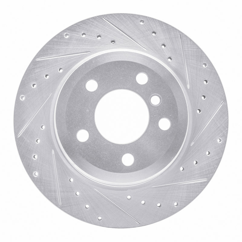 R1 Concepts 07-19 BMW X6 Rear Right Drilled & Slotted Silver Brake Rotor