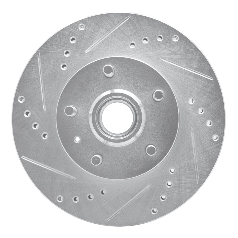 R1 Concepts 82-87 Volvo 740 Front Left Drilled & Slotted Silver Brake Rotor