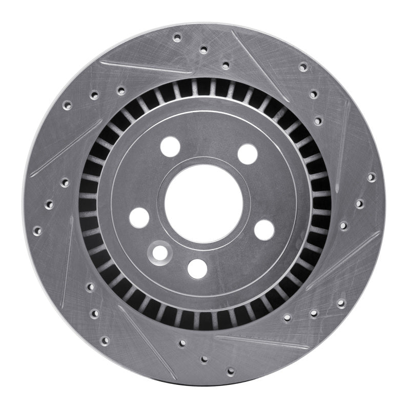 R1 Concepts 07-18 Volvo XC70 Rear Right Drilled & Slotted Silver Brake Rotor