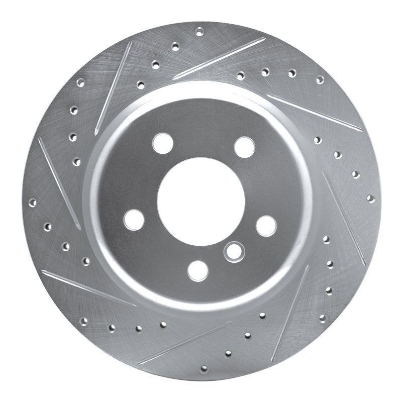 R1 Concepts 11-16 BMW 528I xDrive Rear Left Drilled & Slotted Silver Brake Rotor