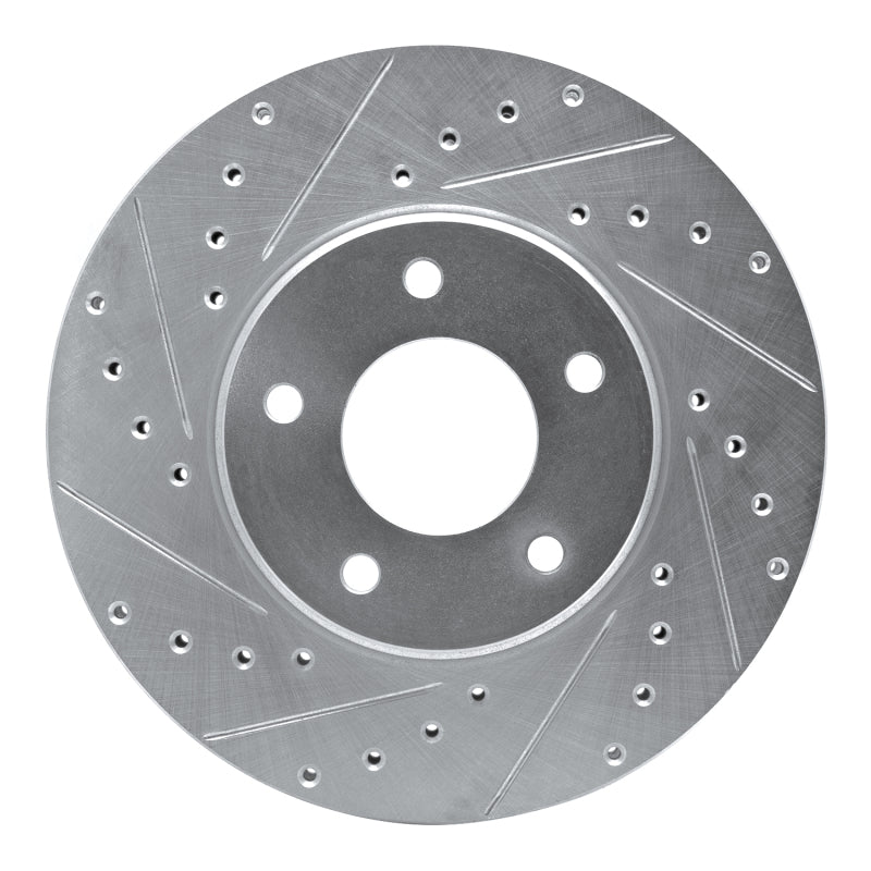 R1 Concepts 97-03 Jaguar XJ8 Front Left Drilled & Slotted Silver Brake Rotor