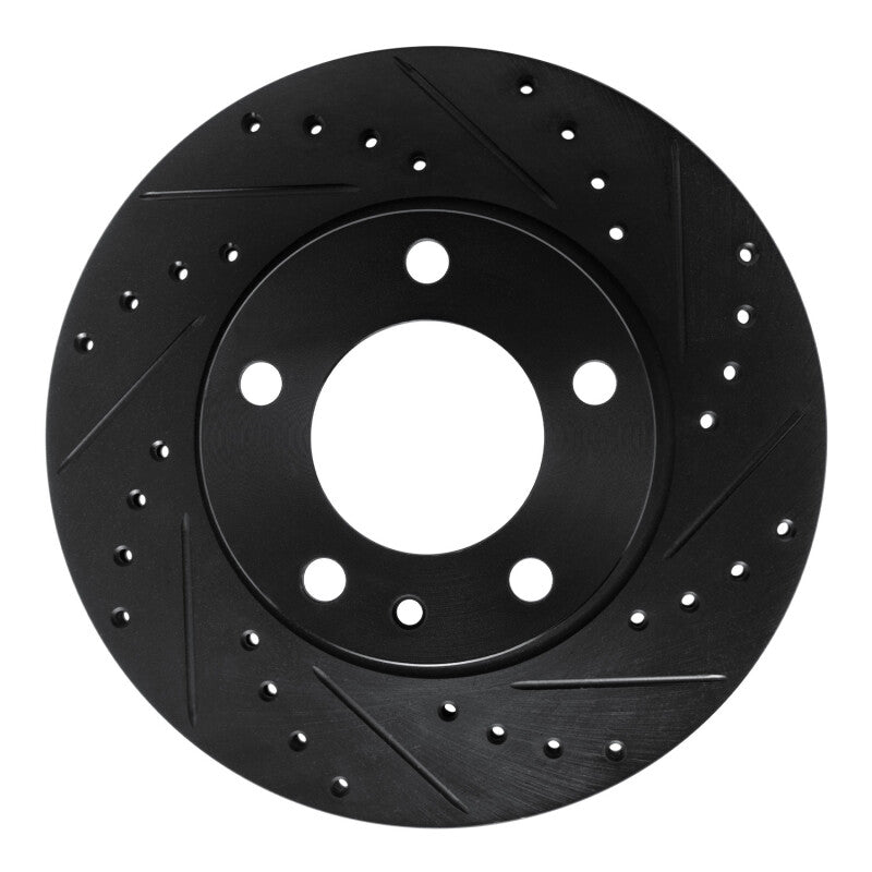 R1 Concepts 82-88 BMW 528E Front Right Drilled & Slotted Black Brake Rotor