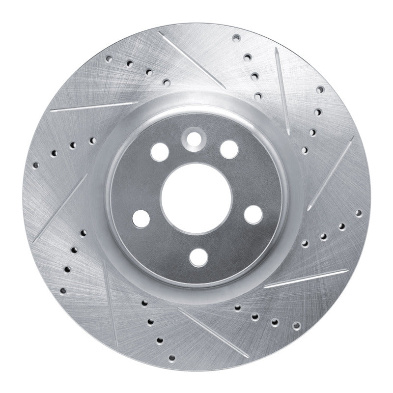 R1 Concepts 15-19 Jaguar E-Pace Front Right Drilled & Slotted Silver Brake Rotor