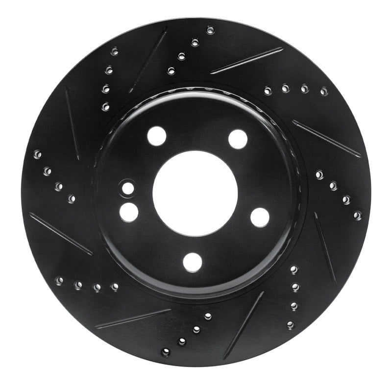 R1 Concepts 15-23 Mercedes-Benz E300 Rear Left Drilled & Slotted Black Brake Rotor