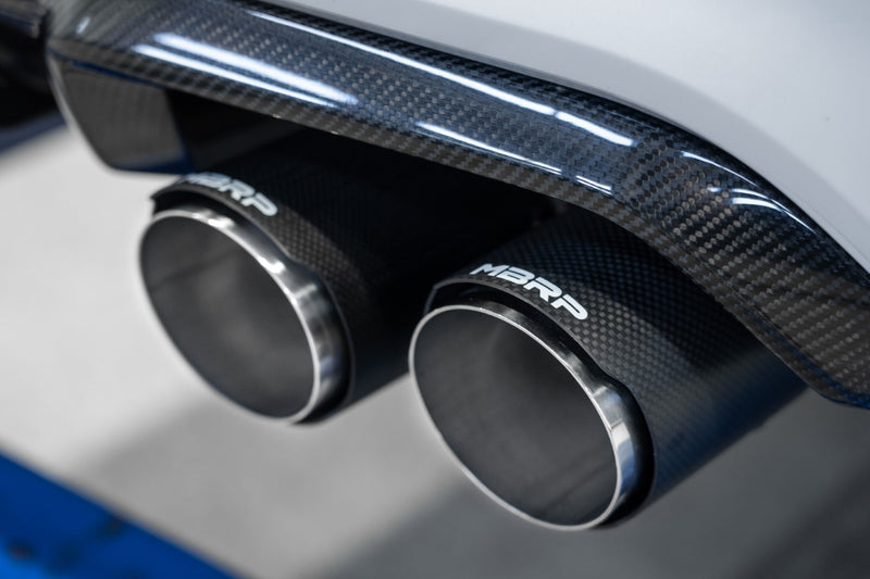 MBRP 3" T304 Stainless Steel Resonator Back Exhaust With Quad Carbon Fiber Tips - BMW F87 M2 Competition 3.0L