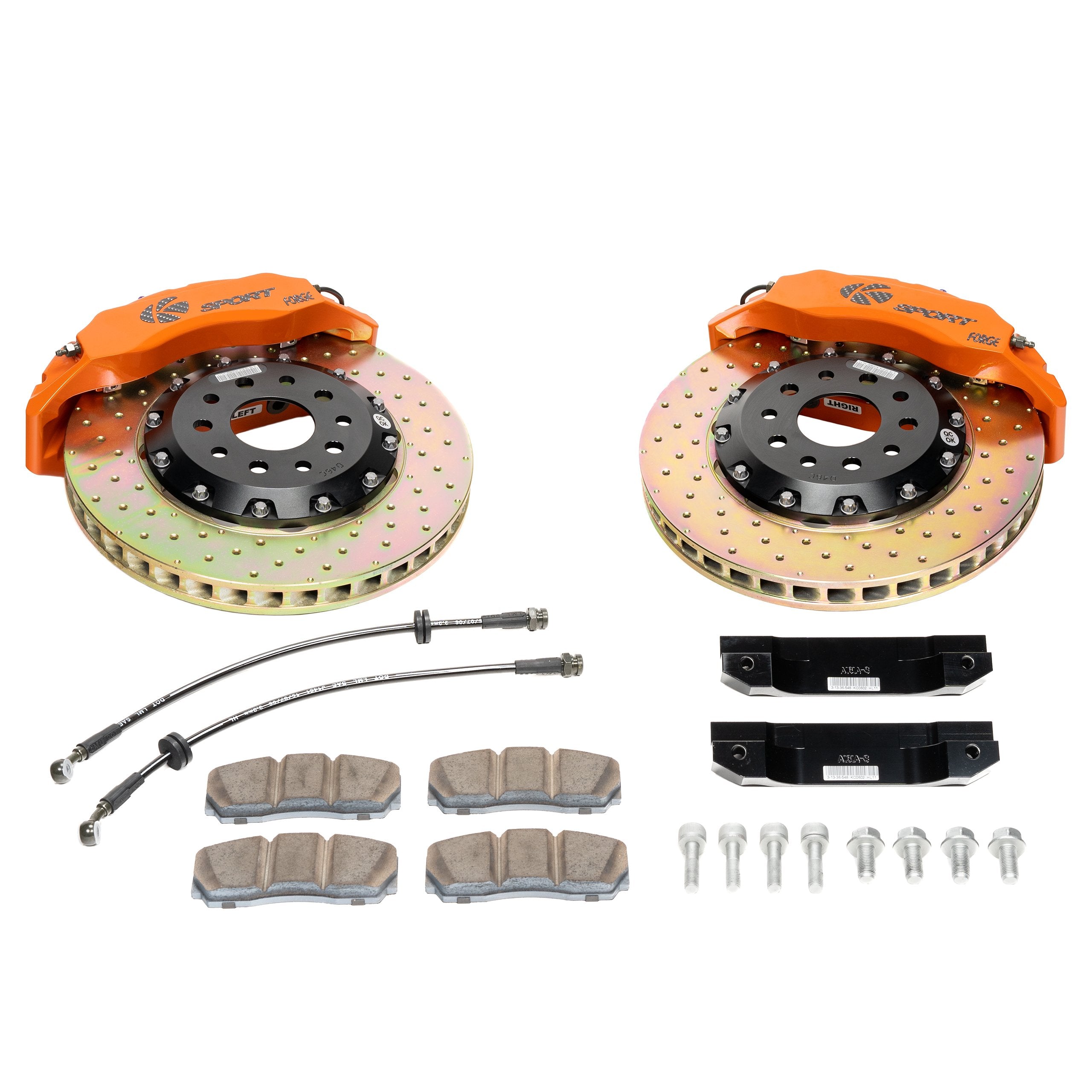 KSport Slimline Big Brake Kit Slotted 350 x 22 Orange Calipers - Volkswagen 2006-2011 Passat 2 piece OE caliper models only - BKVW230-342SO