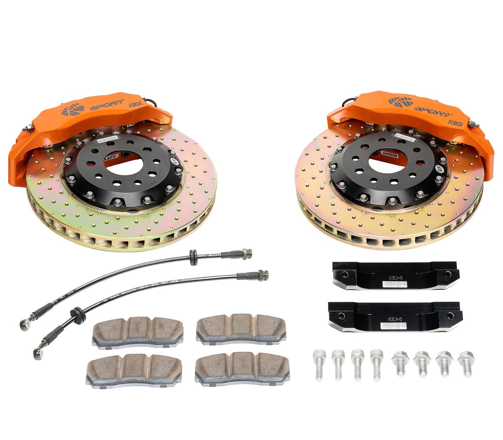 KSport Dualcomp Big Brake Kit Slotted 356 x 32 Orange Calipers - Volkswagen 2015-2018 B8 Passat FWD - BKVW430-445SO