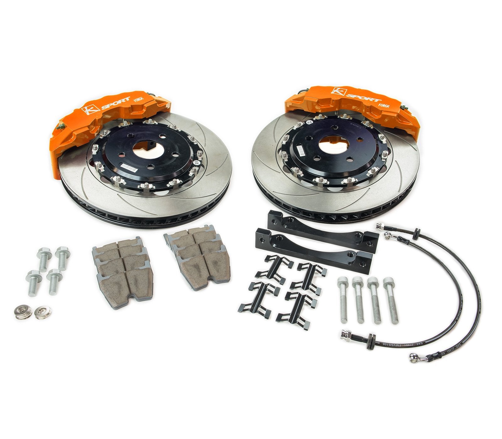 KSport Supercomp Big Brake Kit Drilled 421 x 36 Orange Calipers - Volkswagen 2006-2011 Passat 2 piece OE caliper models only - BKVW230-971CO
