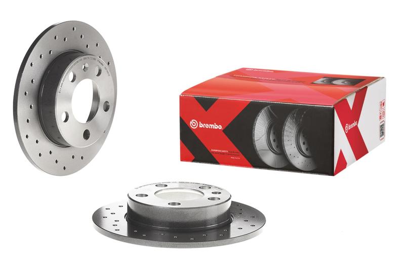 Brembo 06-13 A3 Quattro/15-18 A3 Quattro Front Premium Xtra Cross Drilled UV Coated Rotor for 2008-2009 Audi TT Base