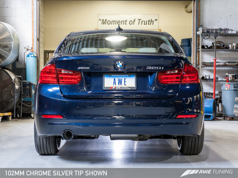 AWE Tuning BMW F30 320i Touring Edition Exhaust & Performance Mid Pipe - Chrome Silver Tip (102mm)