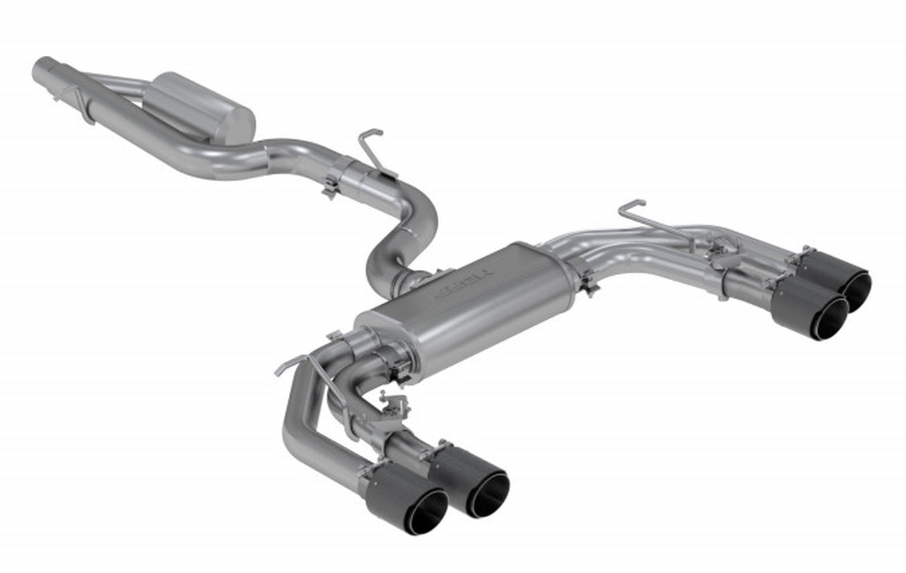 MBRP 3" T304 Stainless Steel Cat Back Exhaust With Active Quad Split Carbon Fiber Tips - Audi S3 2015-2020