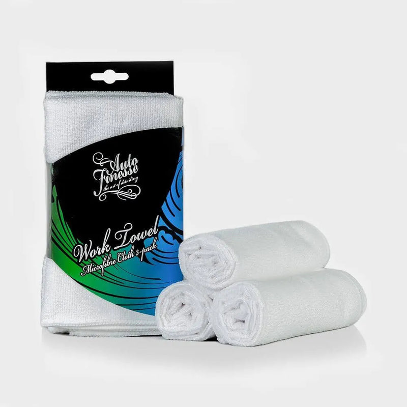 Auto Finesse - Work Microfiber Towels - White (Pack of 3)
