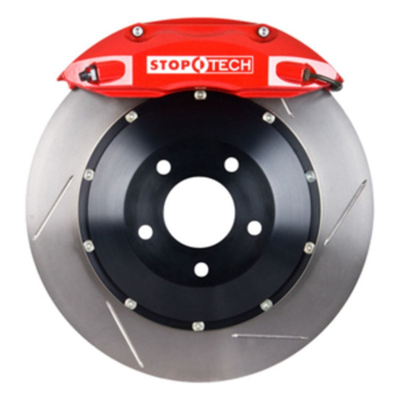 StopTech 08-13 BMW M3/11-12 1M Coupe Rear Red ST-40 Calipers 355x32 Slotted Rotors Pads & SS Lines
