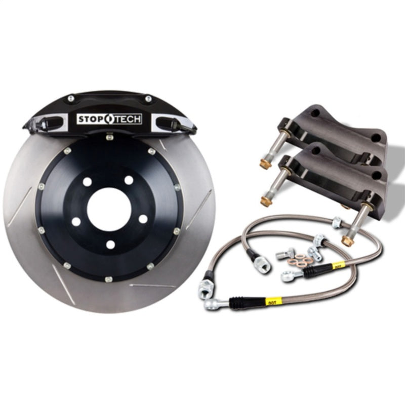 StopTech BBK 01-07 BMW M3 (E46) Rear 4 Piston 355x32 Black Calipers Slotted Two Piece Rotors