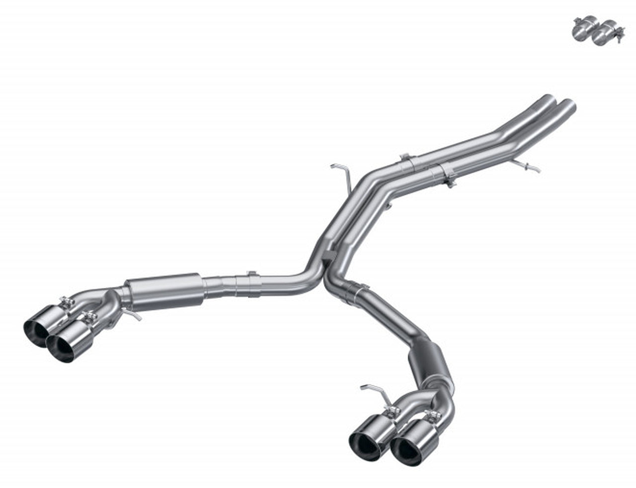 MBRP 2.5" T304 Stainless Steel Resonator Back Exhaust With Quad Split Rear - Audi S4 Sedan and S5 Coupe 3.0 2018-2022
